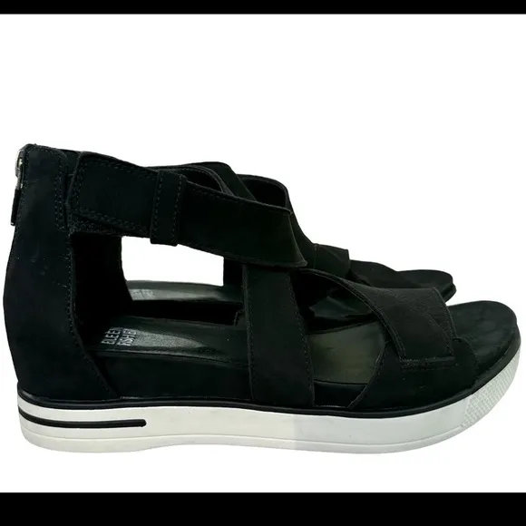 Eileen Fisher Boost Nubuck Suede  6 Gladiator Platform Sandals Black platform