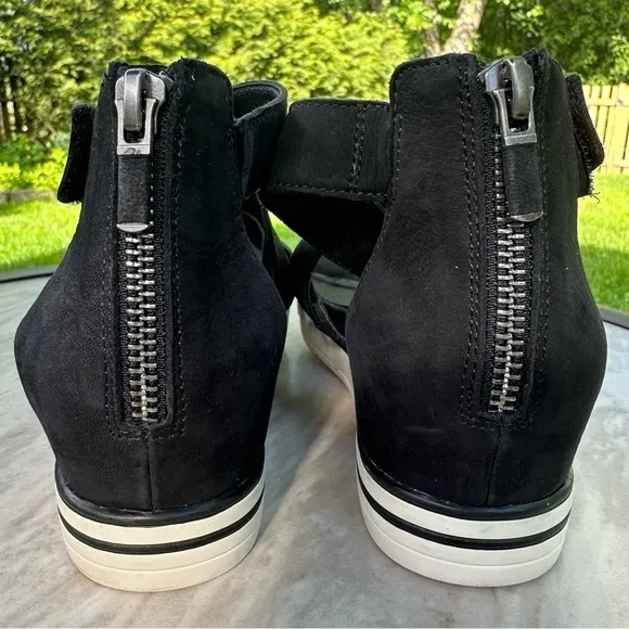 Eileen Fisher Boost Nubuck Suede  6 Gladiator Platform Sandals Black platform