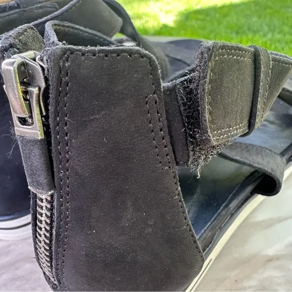 Eileen Fisher Boost Nubuck Suede  6 Gladiator Platform Sandals Black platform