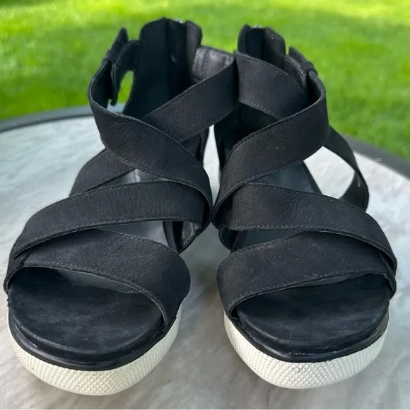 Eileen Fisher Boost Nubuck Suede  6 Gladiator Platform Sandals Black platform