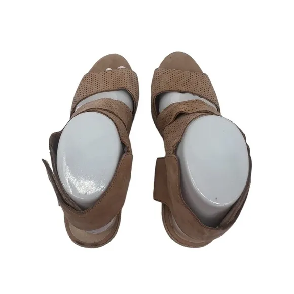Eileen Fisher Brown Willow Espadrille Wedge Platform Sandals Size 9 1/2 Women's