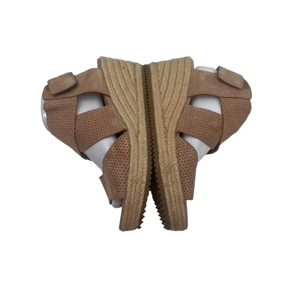 Eileen Fisher Brown Willow Espadrille Wedge Platform Sandals Size 9 1/2 Women's