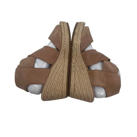 Eileen Fisher Brown Willow Espadrille Wedge Platform Sandals Size 9 1/2 Women's