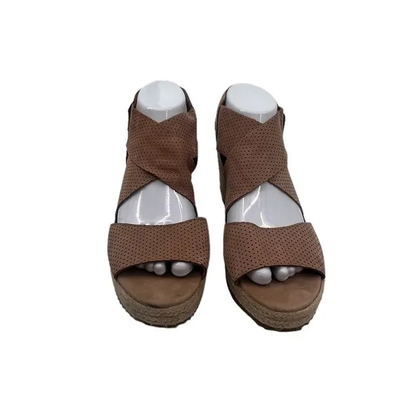 Eileen Fisher Brown Willow Espadrille Wedge Platform Sandals Size 9 1/2 Women's