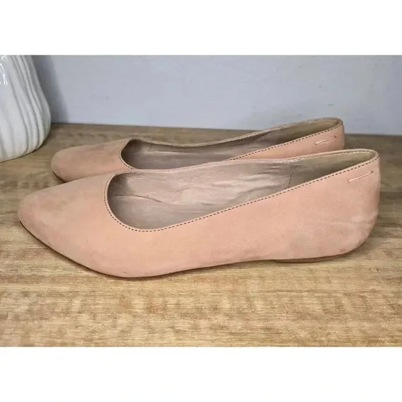 Eileen Fisher Jil Tumbled Nubuck Ballet Flats leather blush size 6.