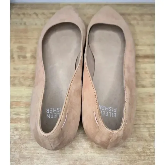 Eileen Fisher Jil Tumbled Nubuck Ballet Flats leather blush size 6.