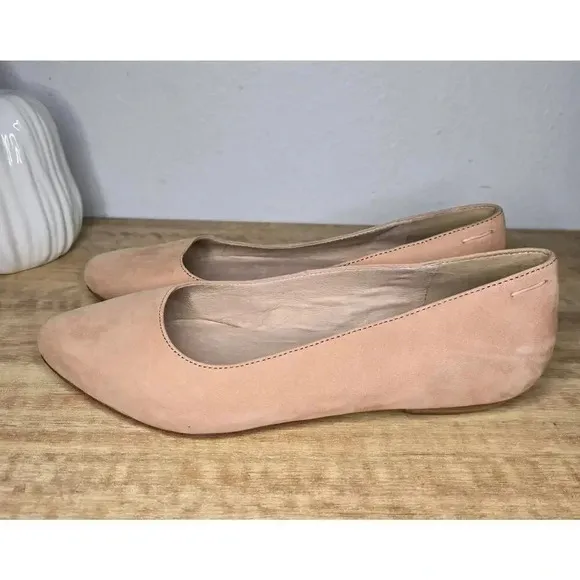 Eileen Fisher Jil Tumbled Nubuck Ballet Flats leather blush size 6.