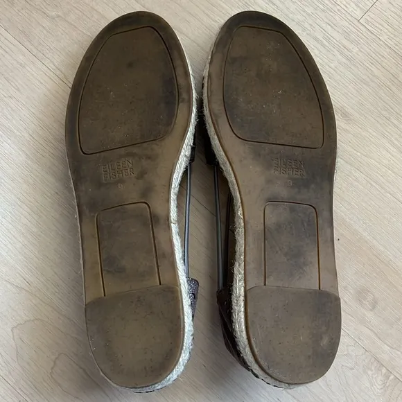 Eileen Fisher Lee 2 Espadrille Sandals in gray neutral metallic bungee size 9