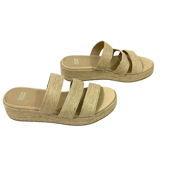 Eileen Fisher Mayla Jute Espadrille Sandals Size 10 Platform Wedge Resort $185