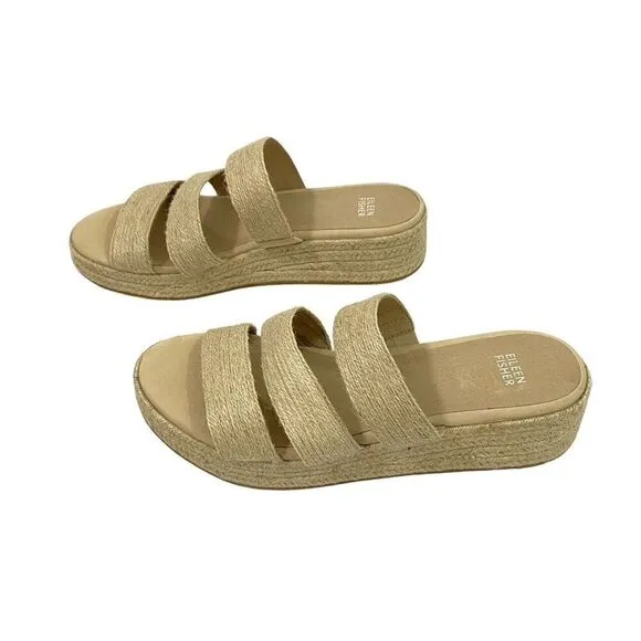 Eileen Fisher Mayla Jute Espadrille Sandals Size 10 Platform Wedge Resort $185