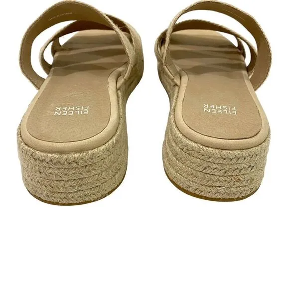 Eileen Fisher Mayla Jute Espadrille Sandals Size 10 Platform Wedge Resort $185