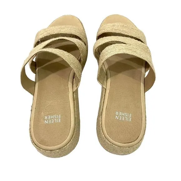Eileen Fisher Mayla Jute Espadrille Sandals Size 10 Platform Wedge Resort $185