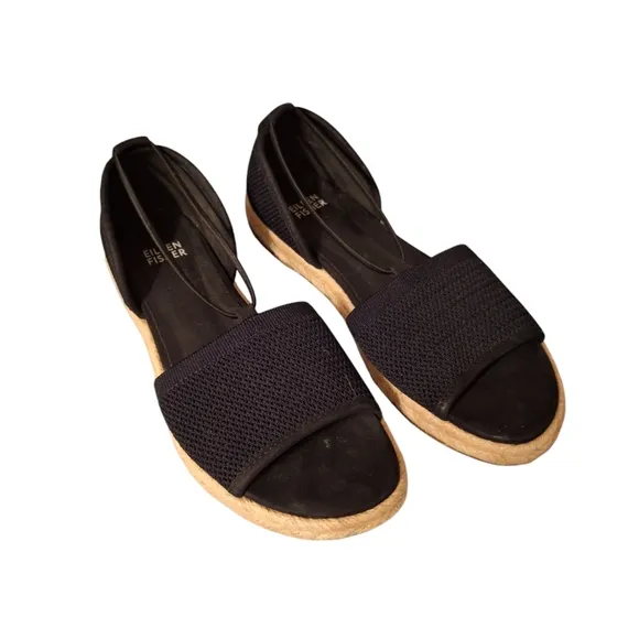 Eileen Fisher Mews Black Espadrille Style Sandals Ladies 7 Resort wear