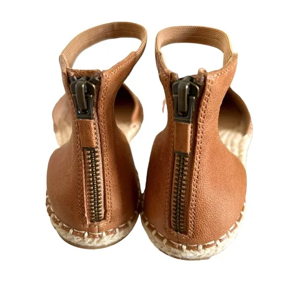 Eileen Fisher NEW Lala Leather Espadrille Sandals In Light Brown Size 7