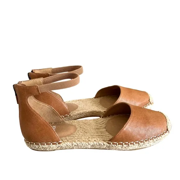 Eileen Fisher NEW Lala Leather Espadrille Sandals In Light Brown Size 7