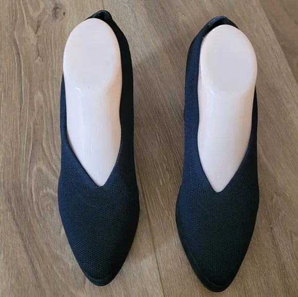 Eileen Fisher Signy ST Block Heels Black Textile Knit Shoes  NWT