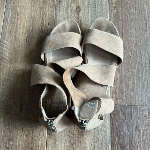Eileen Fisher sport wedge platform suede sandals size 9.5
