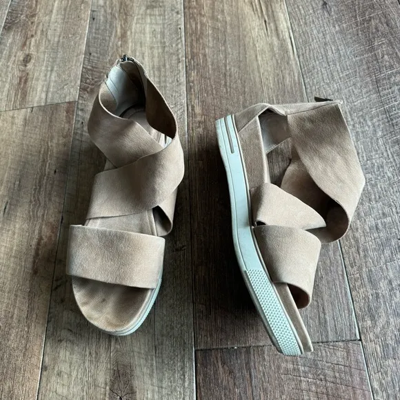 Eileen Fisher sport wedge platform suede sandals size 9.5