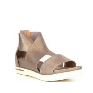 Eileen Fisher Suede Criss Cross Banded Wedge Platform Sandals Leather Size 8 EUC