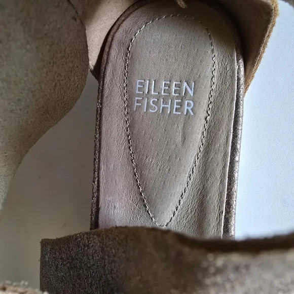 Eileen Fisher Suede Criss Cross Banded Wedge Platform Sandals Leather Size 8 EUC