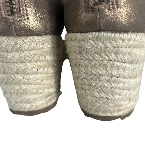Eileen Fisher Wanda Metallic Leather Wedge Espadrilles‎ Sandals Women Size 8.5