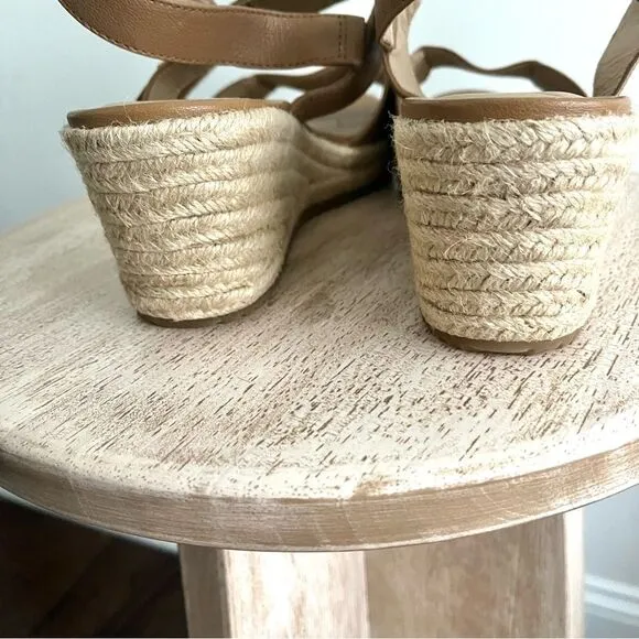 Eileen Fisher Winnie Espadrille Wedge Sandals IN Tan Size 11 NWOB