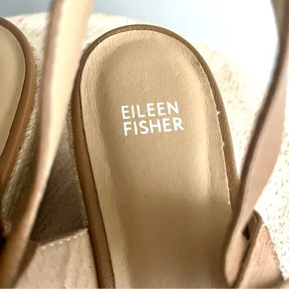 Eileen Fisher Winnie Espadrille Wedge Sandals IN Tan Size 11 NWOB