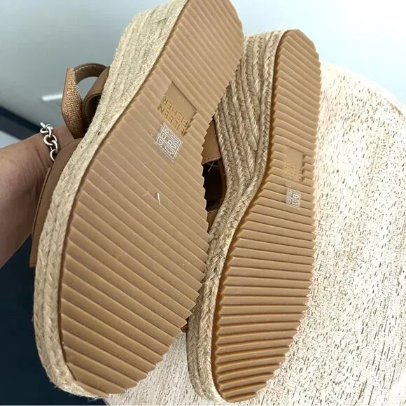 Eileen Fisher Winnie Espadrille Wedge Sandals IN Tan Size 11 NWOB