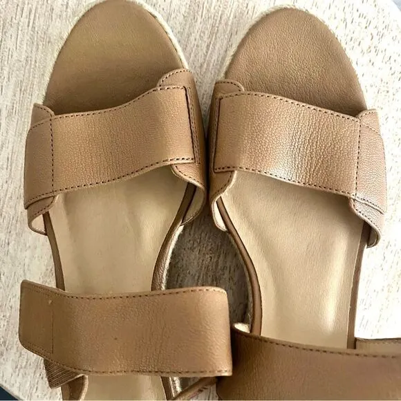 Eileen Fisher Winnie Espadrille Wedge Sandals IN Tan Size 11 NWOB