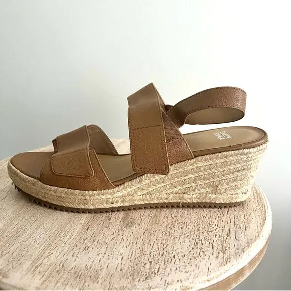 Eileen Fisher Winnie Espadrille Wedge Sandals IN Tan Size 11 NWOB