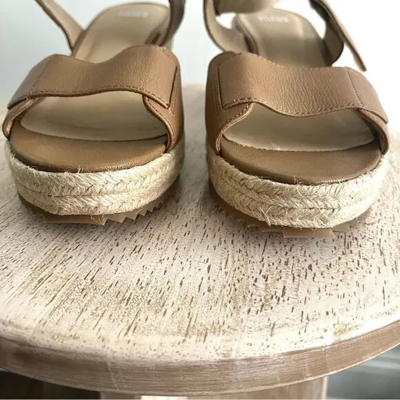 Eileen Fisher Winnie Espadrille Wedge Sandals IN Tan Size 11 NWOB