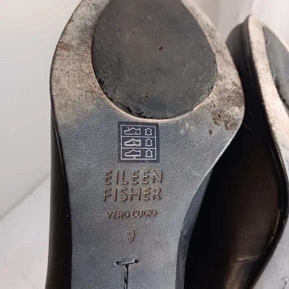 EILEEN FISHER Womens Quote Boot Black Leather Block Heel Bootie Sz 9