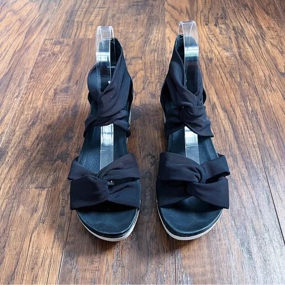 Eileen Fisher • Zanya Mesh Sneaker Sandal criss cross black sporty wedge