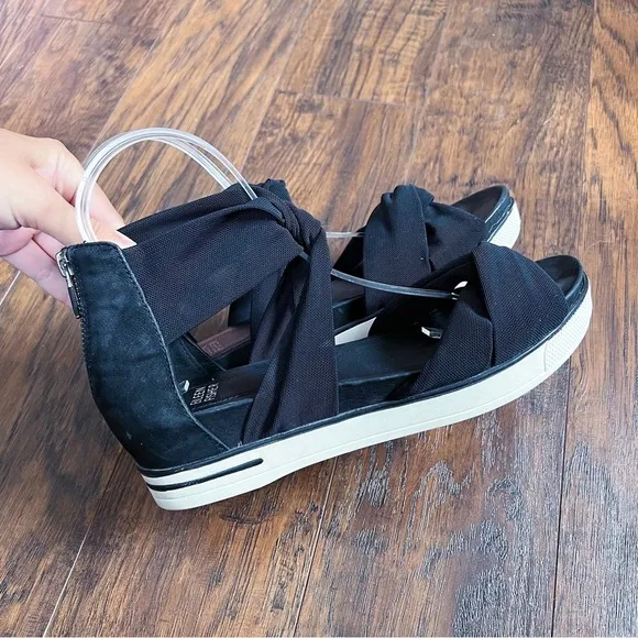 Eileen Fisher • Zanya Mesh Sneaker Sandal criss cross black sporty wedge