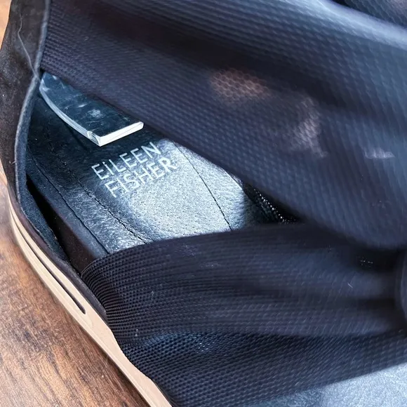 Eileen Fisher • Zanya Mesh Sneaker Sandal criss cross black sporty wedge