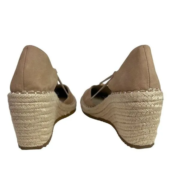 Eileen Fisher Yasmin Wedge Espadrille Closed Heel Tan Nubuck Sandals  Size 7.5 M