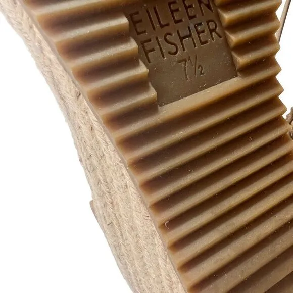 Eileen Fisher Yasmin Wedge Espadrille Closed Heel Tan Nubuck Sandals  Size 7.5 M