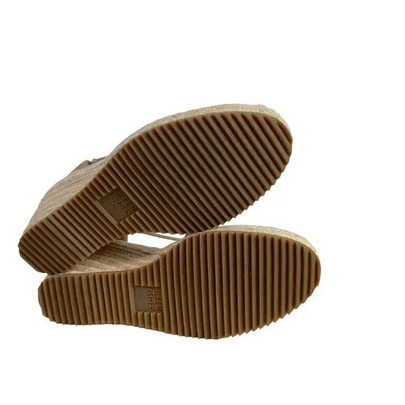 Eileen Fisher Yasmin Wedge Espadrille Closed Heel Tan Nubuck Sandals  Size 7.5 M