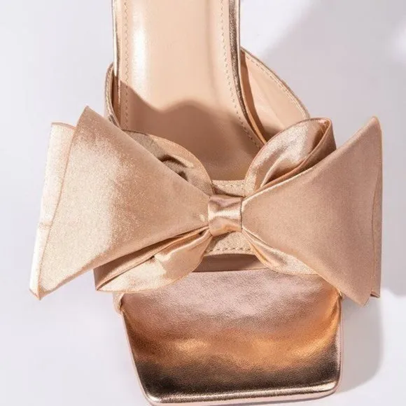 Elaine In Love: Satin Bow Hot Pink Mule Stiletto Sandal 8 8.5