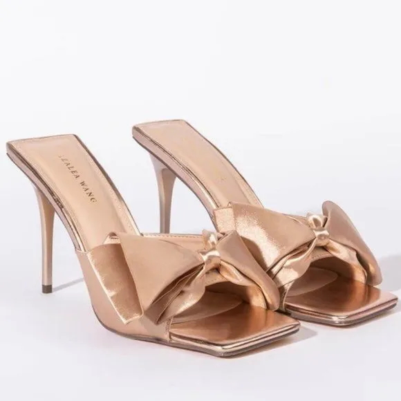 Elaine In Love: Satin Bow Hot Pink Mule Stiletto Sandal 8 8.5