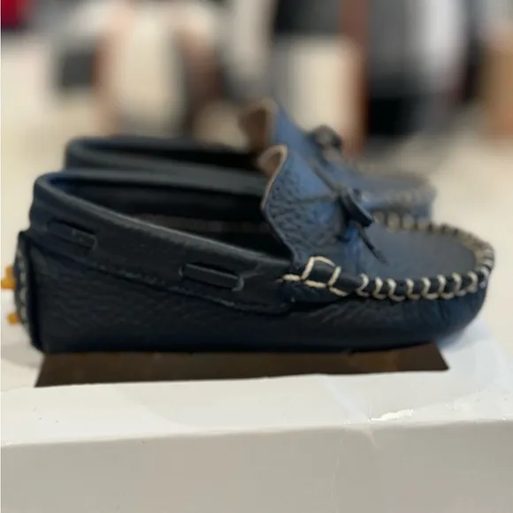 Elefantito Navy Leather Toddler Loafers NEW in box  size 6c