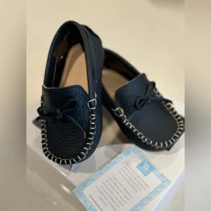 Elefantito Navy Leather Toddler Loafers NEW in box  size 6c