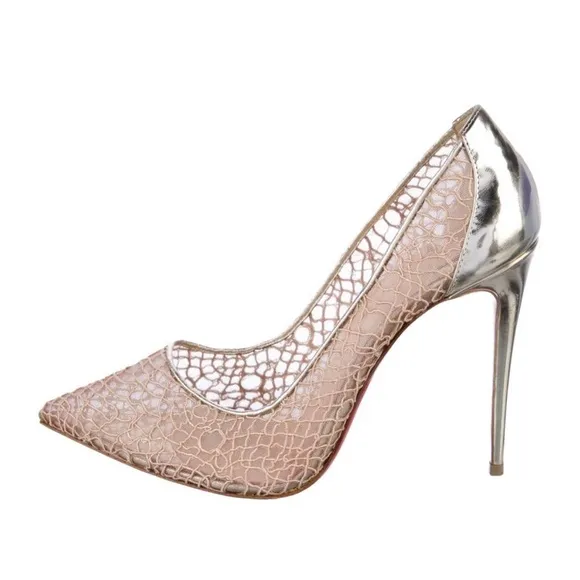 Elegant Silver and Cream Stiletto Heels