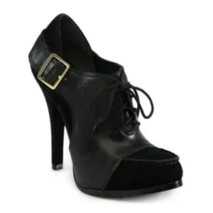 Elizabeth &amp; James Casi Stiletto Booties Steampunk Black Leather SZ 11 Victorian