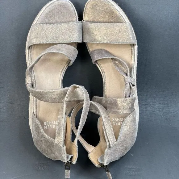 Elleen Fisher Wisp Espadrille Wedge Sandals women’s size 10