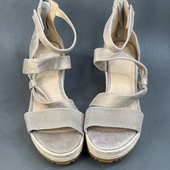 Elleen Fisher Wisp Espadrille Wedge Sandals women’s size 10