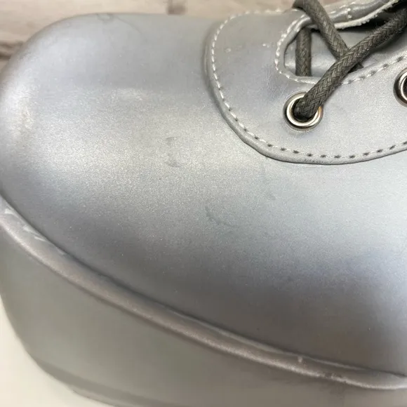 Ellie Silver Buckle Platform Boots Club Kid Boots Goth Boots size 12