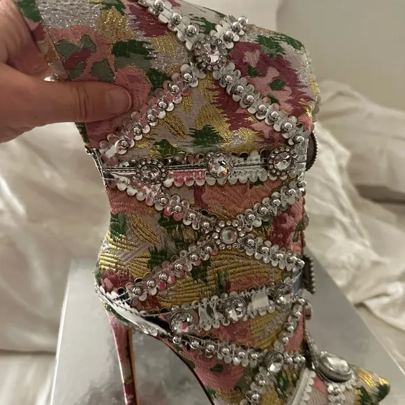 Embellished Floral High Heel Boots