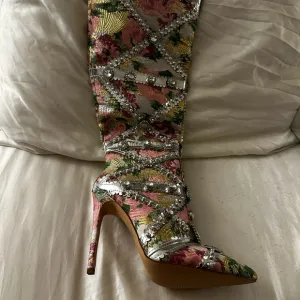 Embellished Floral High Heel Boots