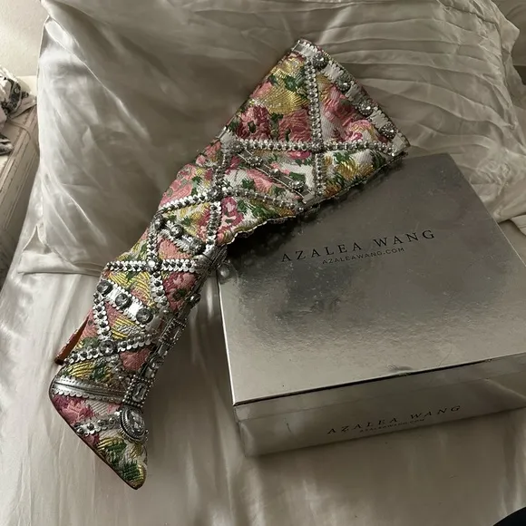 Embellished Floral High Heel Boots